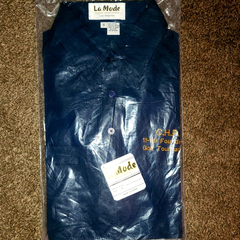 La Mode mens black Ca. Hwy Patrol Foundation Golf Shirt sz Small